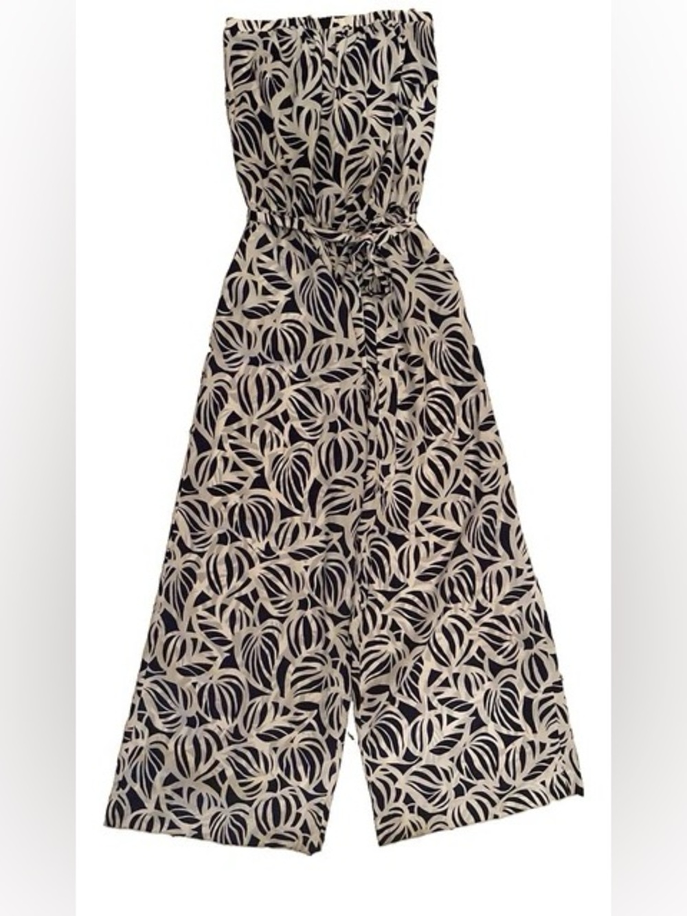 Lilly Pulitzer Navy and White Leaf-Print Jumpsuit